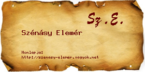 Szénásy Elemér névjegykártya
